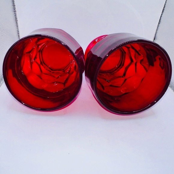 Vintage Anchor Hocking Georgian Ruby Honeycomb Drinking Glasses - Picture 2 of 6